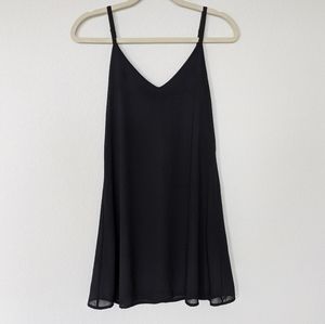 Lulu's Black Chiffon Slip Dress LBD